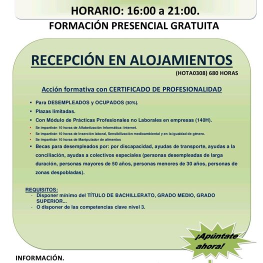 CURSO RECEPCIÓN EN ALOJAMIENTOS