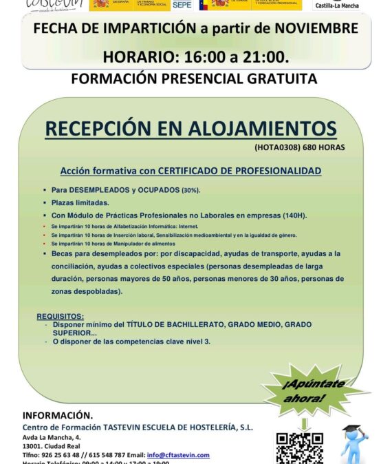 CURSO RECEPCIÓN EN ALOJAMIENTOS